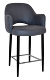 STOOL ALBURY ARM 650 METAL BLACK + PELLE/BENITO NAVY