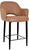 STOOL ALBURY ARM 650 METAL BLACK + PELLE/BENITO TAN