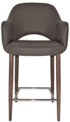 STOOL ALBURY ARM 650 METAL LIGHT WALNUT + VINYL CHARCOAL