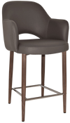 STOOL ALBURY ARM 650 METAL LIGHT WALNUT + VINYL CHARCOAL