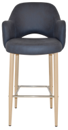 STOOL ALBURY ARM 750 METAL BIRCH + PELLE/BENITO NAVY