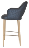 STOOL ALBURY ARM 750 METAL BIRCH + PELLE/BENITO NAVY