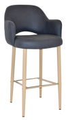 STOOL ALBURY ARM 750 METAL BIRCH + PELLE/BENITO NAVY