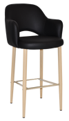 STOOL ALBURY ARM 750 METAL BIRCH + VINYL BLACK
