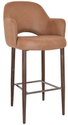 STOOL ALBURY ARM 750 METAL LIGHT WALNUT + PELLE/BENITO TAN