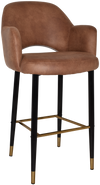 STOOL ALBURY ARM 750 METAL BLACK BRASS + EASTWOOD TAN