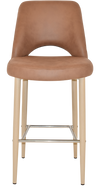 STOOL ALBURY SIDE 750 METAL BIRCH + PELLE/BENITO TAN