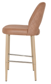 STOOL ALBURY SIDE 750 METAL BIRCH + PELLE/BENITO TAN