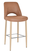 STOOL ALBURY SIDE 750 METAL BIRCH + PELLE/BENITO TAN