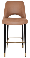 STOOL ALBURY SIDE 750 METAL BLACK BRASS + PELLE/BENITO TAN