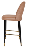 STOOL ALBURY SIDE 750 METAL BLACK BRASS + PELLE/BENITO TAN