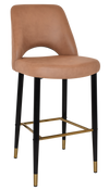 STOOL ALBURY SIDE 750 METAL BLACK BRASS + PELLE/BENITO TAN
