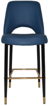 STOOL ALBURY SIDE 750 METAL BLACK BRASS + VINYL BLUE