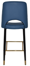 STOOL ALBURY SIDE 750 METAL BLACK BRASS + VINYL BLUE