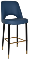STOOL ALBURY SIDE 750 METAL BLACK BRASS + VINYL BLUE
