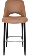 STOOL ALBURY SIDE 750 METAL BLACK + PELLE/BENITO TAN