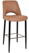 STOOL ALBURY SIDE 750 METAL BLACK + PELLE/BENITO TAN