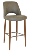 STOOL ALBURY SIDE 750 METAL LIGHTOAK + PELLE/BENITO SAGE