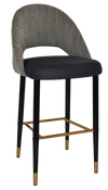 STOOL CHEVRON 750 METAL BLK BRASS + NARLA BASALT/BLACK VINYL
