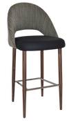 STOOL CHEVRON 750 METAL LGT WALNU + NARLA BASALT/BLACK VINYL