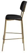 STOOL KANSAS BRASS - VINYL BLACK (BACK & SEAT)