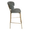 STOOL LUGANO UPH 2 BRASS - PELLE SAGE