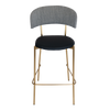 STOOL LUGANO UPH 2 BRASS - VINYL BLACK/ NARLA BASALT