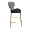 STOOL LUGANO UPH 2 BRASS - VINYL BLACK/ NARLA BASALT