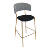 STOOL LUGANO UPH 2 BRASS - VINYL BLACK/ NARLA BASALT