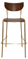 STOOL MARCO BRASS - LIGHT WALNUT