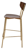 STOOL MARCO BRASS - LIGHT WALNUT