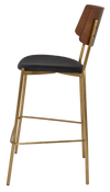 STOOL TEXAS BRASS - LIGHT WALNUT - VINYL BLACK