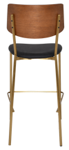 STOOL TEXAS BRASS - LIGHT WALNUT - VINYL BLACK