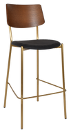 STOOL TEXAS BRASS - LIGHT WALNUT - VINYL BLACK