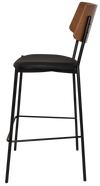 STOOL TEXAS BLACK - LIGHT WALNUT - VINYL BLACK