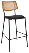 STOOL TEXAS BLACK - RATTAN LIGHT OAK - VINYL BLACK