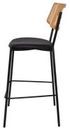 STOOL TEXAS BLACK - RATTAN NATURAL - VINYL BLACK